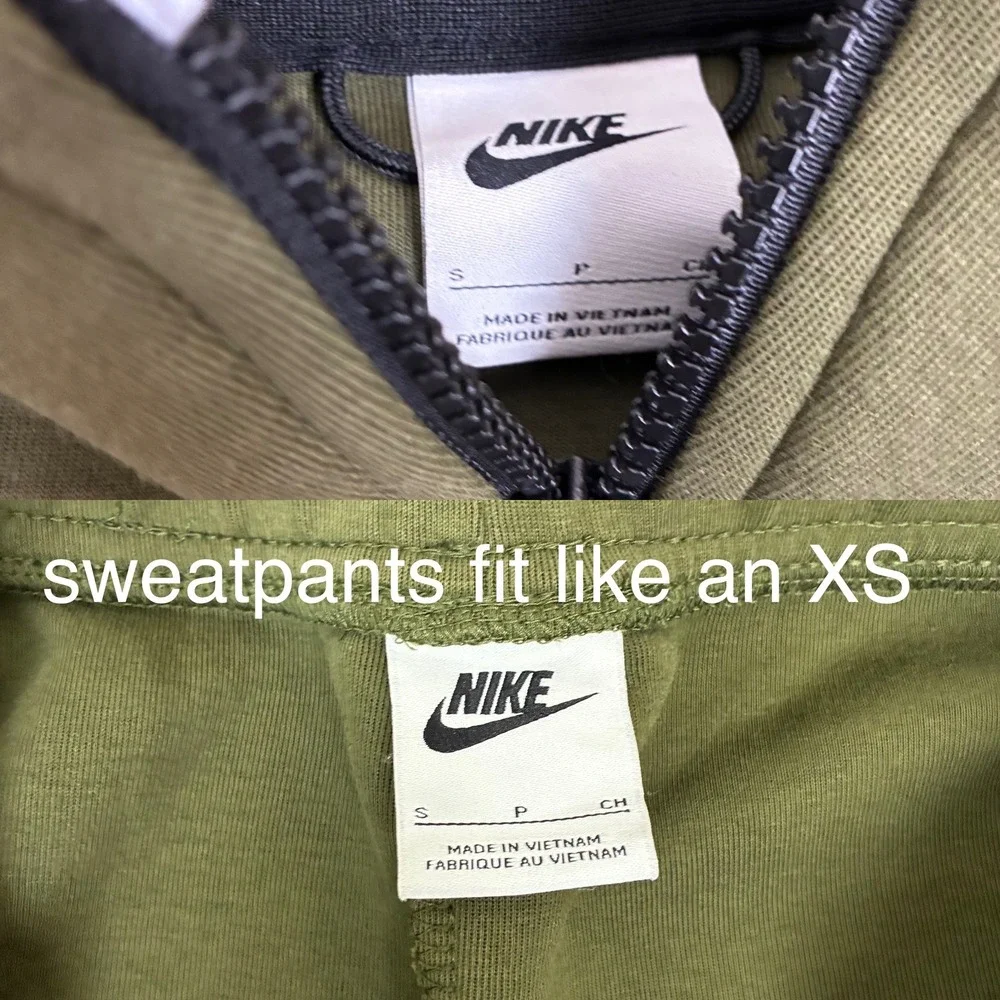 Nike Tech Fleece Full Set Men's Size XS Olive Green Hoodie and Sweatpants